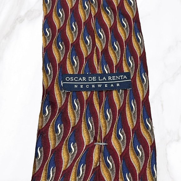 Oscar de la Renta Men's Abstract‎ Print 100% Silk Tie, OS - Picture 2 of 3